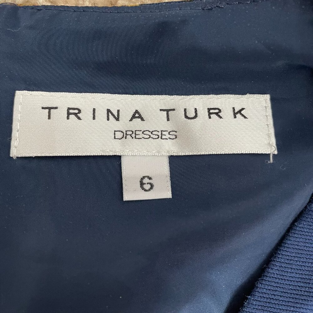 Trina Turk Hillary Fit & Flare Floral Dress Size 6 Navy & Pink - Picture 6 of 12